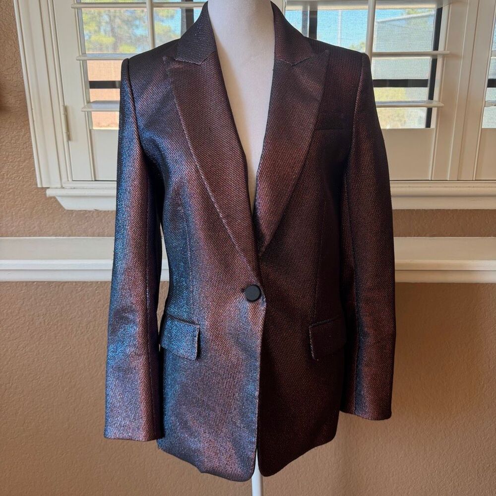 Veronica Beard Ashburn Metallic Blazer Sz 6 Night Out Glitter Style Festive Glam